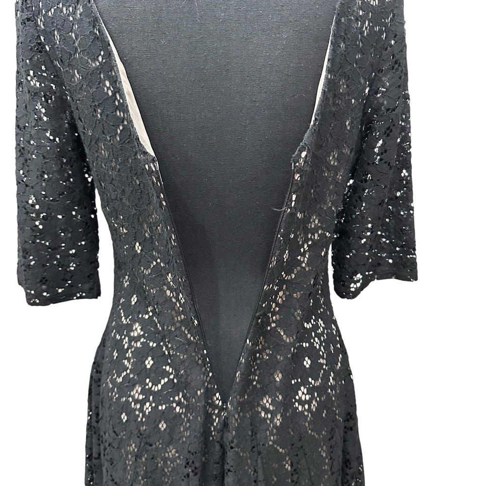 Betsy Johnson Black Lace Dress Petticoat Illusion Cocktail Dress 3/4  Size 12 - Picture 6 of 11